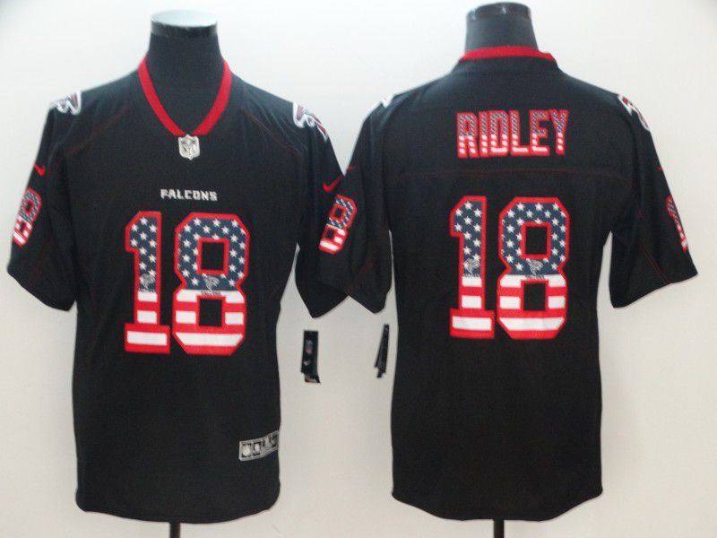 Men Atlanta Falcons #18 Ridley Nike USA Flag Fashion Black Color Rush Limited NFL Jersey